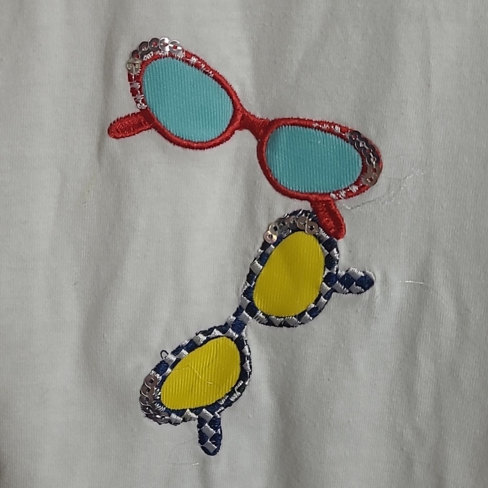 Club Z Collection White Zip Front Tunic with Sunglass Embroidery Beach Wear Smal - Picture 4 of 10